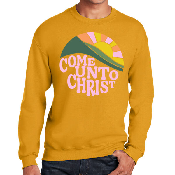 Round Circle Mountain Sun  - Heavy Blend Crewneck Sweatshirt Thumbnail
