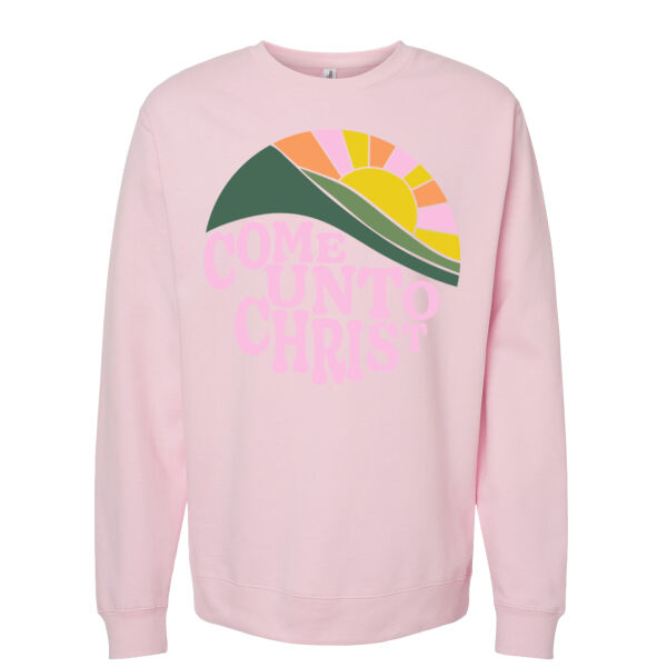 Round Circle Mountain Sun  - Midweight Crewneck Sweatshirt Thumbnail