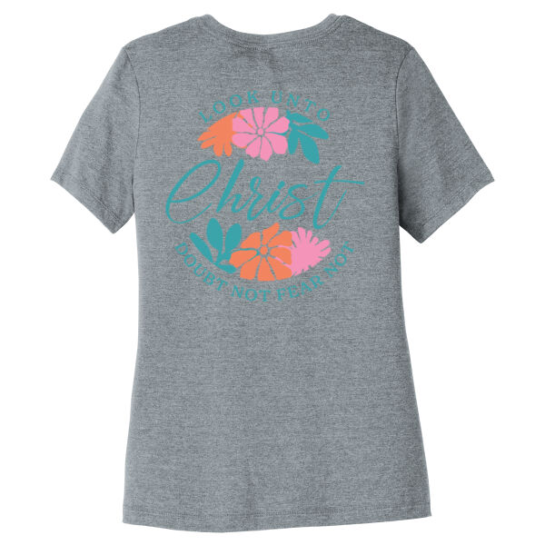 Cursive Christ - print on back - Women's Relaxed CVC Tee Thumbnail