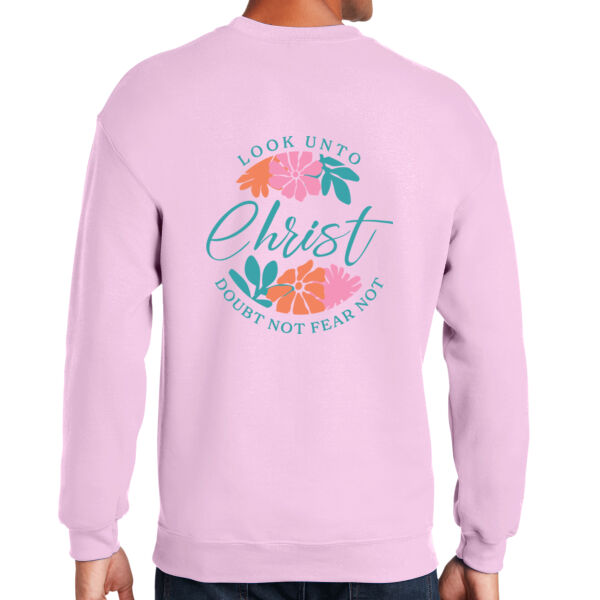 Cursive Christ - print on back - Heavy Blend Crewneck Sweatshirt Thumbnail