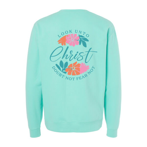 Cursive Christ - print on back - Midweight Crewneck Sweatshirt Thumbnail
