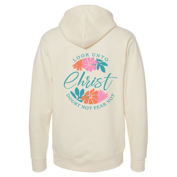 Cursive Christ - print on back - Midweight Hooded Sweatshirt Thumbnail