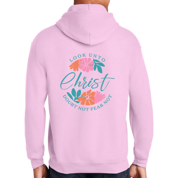 Cursive Christ - print on back - Heavy Blend Hooded Sweatshirt Thumbnail