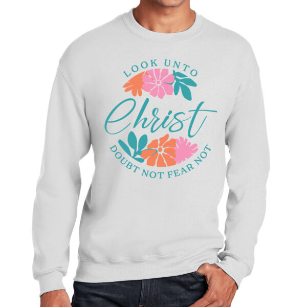 Cursive Christ - print on front - Heavy Blend Crewneck Sweatshirt Thumbnail