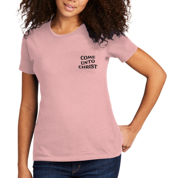 Come Unto Christ (front & flower back) - Women's Cotton Tee Thumbnail