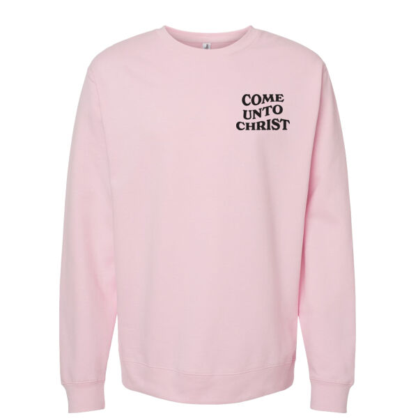 Come Unto Christ (front & flower back) - Midweight Crewneck Sweatshirt Thumbnail