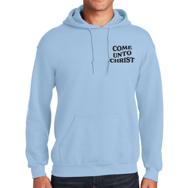 Come Unto Christ (front & flower back) - Heavy Blend Hooded Sweatshirt Thumbnail